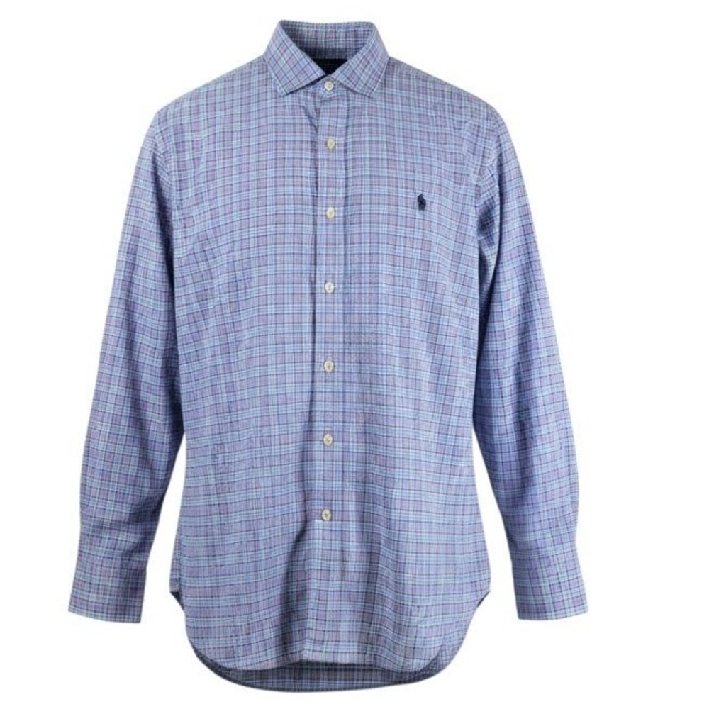 Polo Ralph Lauren Button Down Mens XL Blue Plaid Excellent Classic Fit Stretch